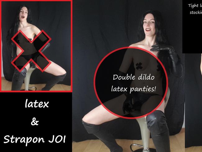 Anprobe von Latex und JOI mit Strapon