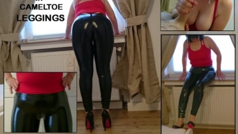 Apfelarsch und Cameltoe in Latex Leggings