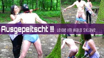 Ausgepitscht!!! Leide im Wald Sklave