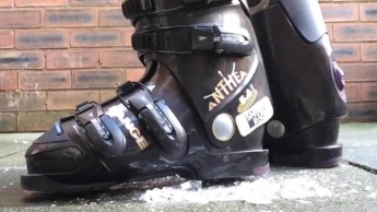 CRUSH Crystal Vase Ski Boots Foot Fetish