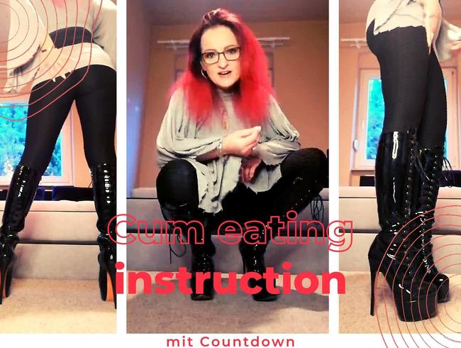 Cum eating instruction mit Countown