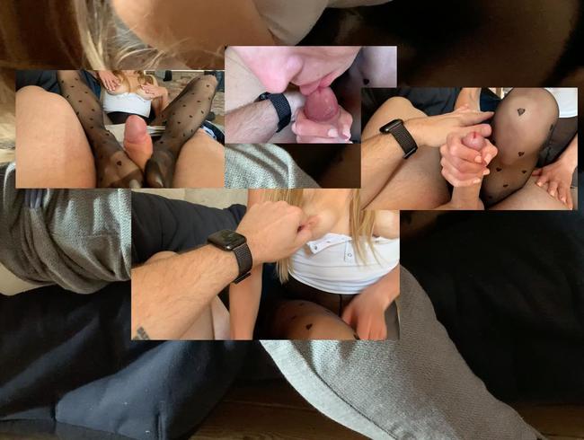 Cumshot inkl Footjob, Blasen und Nippleplay – Vika und Ich