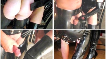 Cumshot on my latex boots