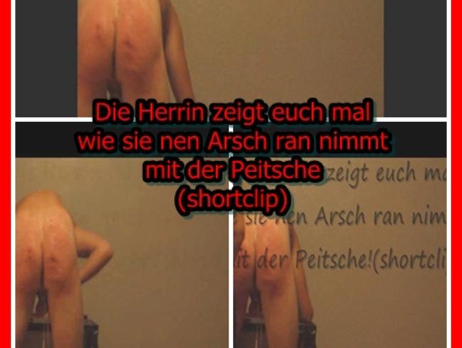 Die Herrin zeigt euch mal wie sie einen Arsch ran nimmt mit der Peitsc