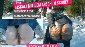 EISKALT mit dem Arsch im Schnee! – Heißer Natursekt beim eisigen Spaziergang