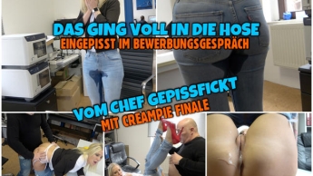 Eingepisst im Bewerbungsgespräch | Büro Fick mit Creampie Finale