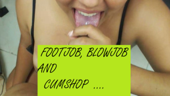 FOOTJOB BLOWJOB UND CUMSHOP IM MUND