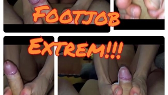 FOOTJOB EXTREM! Sie bringt meinen Schwanz zum explodieren!