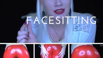 Facesitting Wichsanleitung in roter enger Latexhose POV