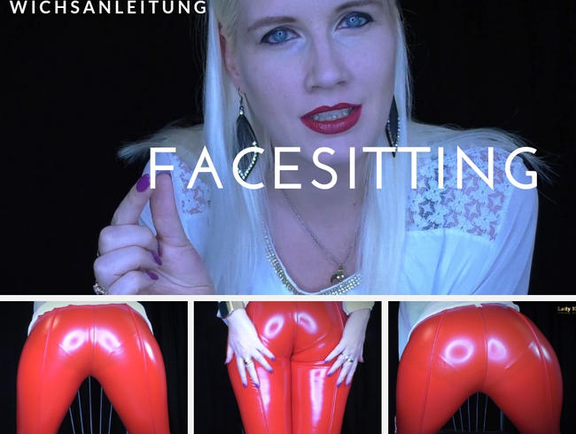 Facesitting Wichsanleitung in roter enger Latexhose POV