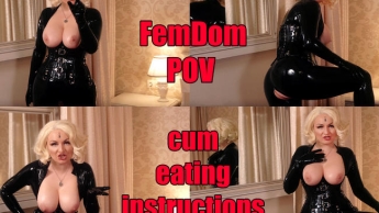 FemDom POV: Arya Grander CEI cum eating instructions in latex