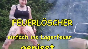 Feuerlöscher einfach ins Lagerfeuer gepisst