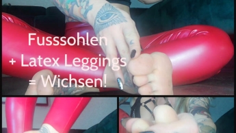 Fuß + Latex Leggings = Wichsen!