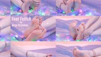 Glitter Foot Fetish Fantasies. Close up Slowly Relax Video of Feet Pleasure. 4k Beautiful Erotic.