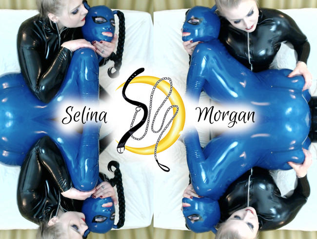 Intense spanking scene in latex