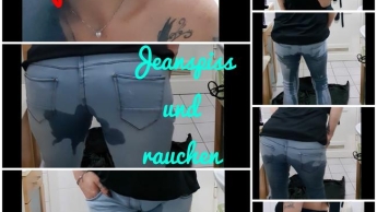 Jeanspiss und rauchen