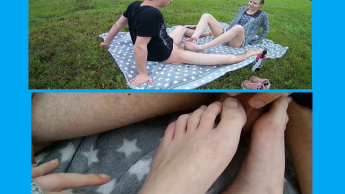 Kurzer Outdoor-Footjob!