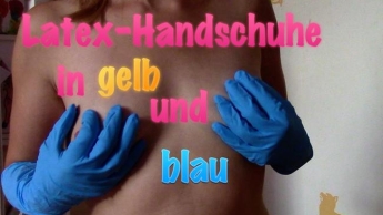 Latex-Handschuhe in blau und gelb