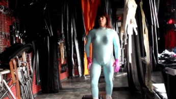 Latexcatsuit blau