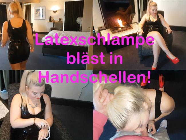 Latexschlampe bläst in Handschellen!