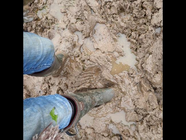 Matschwalk Userwunsch mit Gummistiefel im tiefen Matsch