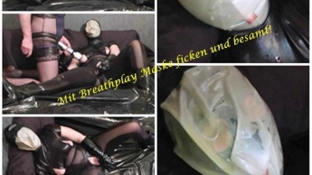 Mit Breathplay Maske ficken und besamt!