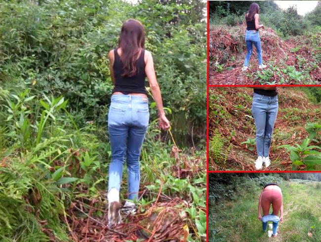 Natursekt-Spaziergang in der Natur – Piss in Jeans im Wald