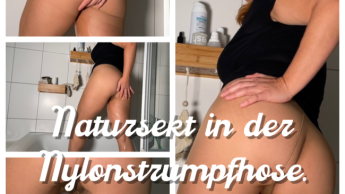 Natursekt.Die Nylonstrumpfhose wird durchnässt.