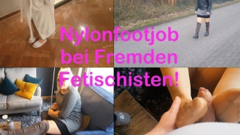 Nylonfootjob bei fremden Fetischisten!