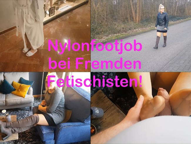 Nylonfootjob bei fremden Fetischisten!