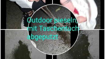 Outdoor pieseln und Taschentuch abgeputzt