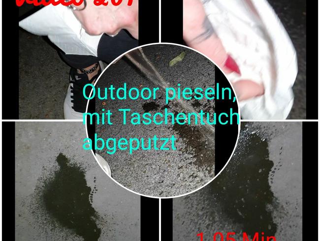 Outdoor pieseln und Taschentuch abgeputzt