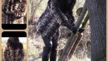 Outdoors handcuffed in fur coat II.