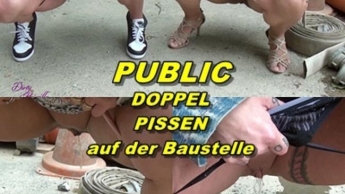 PUBLIC!! Doppel Pissstrahl auf der Baustelle