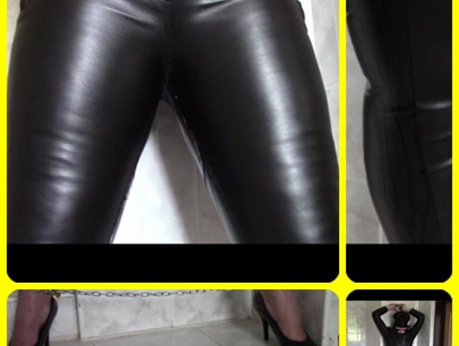 Peeing in tight leather leggings II.