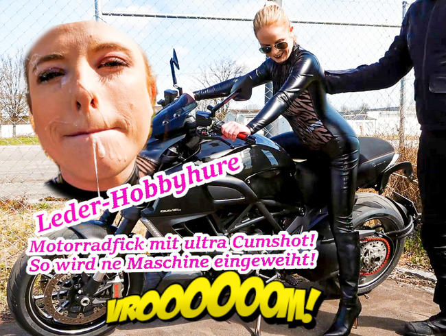 Perverse Leder-Hobbyhure reitet USER Micha´s neue Maschine ein! Ultra Cumshot alles war voll….