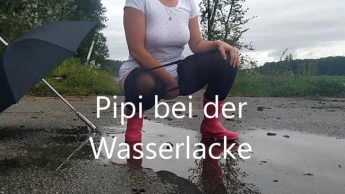 Pipi bei der Wasserlacke (Pfütze)