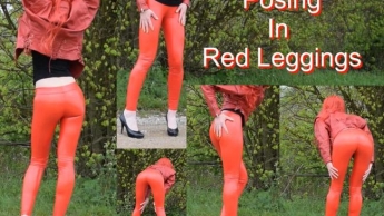 Posing In Red Leggings