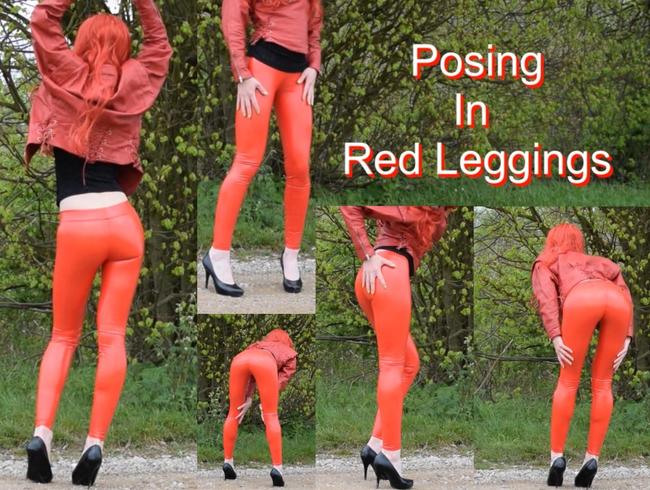 Posing In Red Leggings