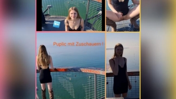 Public ! Natursekt Auf dem Ausichtsturm am Bodensee mit Zuschauern