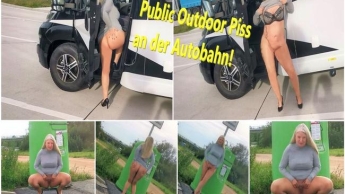 Public Outdoor Piss an der Autobahn!