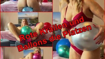 Rote Krallen und Ballons die Platzen