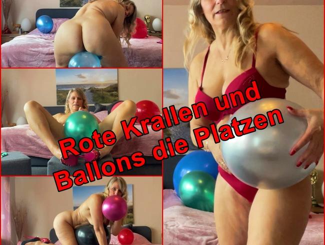 Rote Krallen und Ballons die Platzen