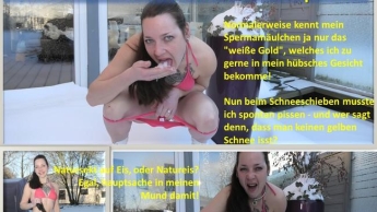 SNOWPEE statt Creampie! In den Schnee gepisst und dann gegessen! Perverses schneeschieben