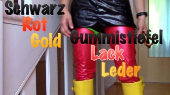 Schwarz Rot Gold – Gummistiefel Lack und Leder