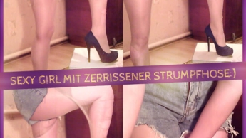 Sexy Girl mit zerrissener Strumpfhose:)