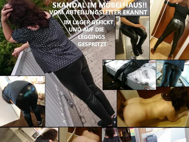 Skandal im Möbelhaus! Vom Abteilungsleiter erkannt, im Lager gefickt und Leggings vollgespritzt !!