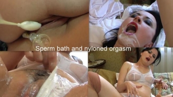 Sperma Bad und Nylon Orgasmus