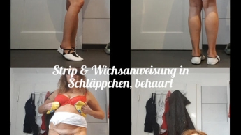 Strip & Wichsanweisung in Schläppchen, behaart