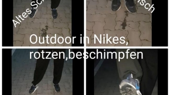 Userwunsch! Outdoor in Nikes,rotzen,beschimpfen